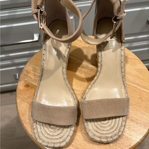 Vince Tan Suede Espadrille Wedge Sandals